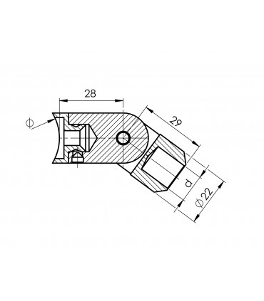 Support orientable pour barre ou lisse sur support plat ou rond