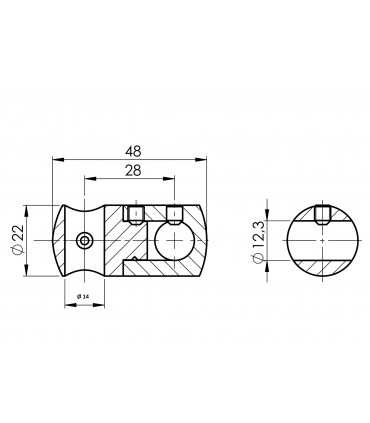 Support pour barre transversale diamètre 12, 14 ou 16mm