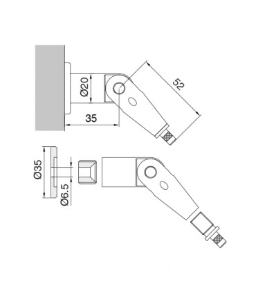 Fixation articulée conique dynamique murale