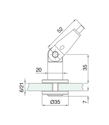 Fixation articulée conique dynamique finale sur verre