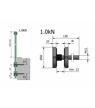 Fixation ponctuelle par point diamètre 60mm