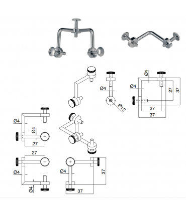 Connecteur de fixation 2 ou 3 points branche ronde