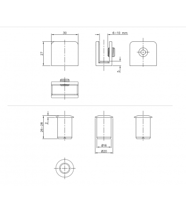 Butée magnétique au sol pour porte verre