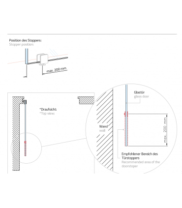 Butée magnétique au sol pour porte verre