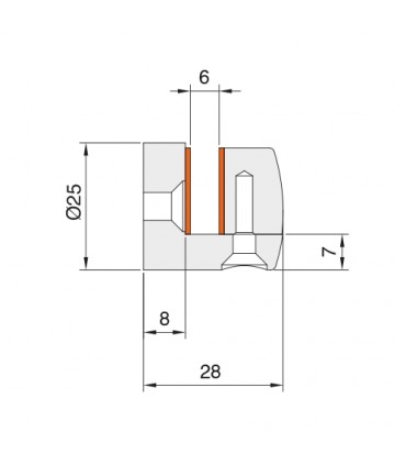 Fixation verticale ronde pour miroir 6 mm
