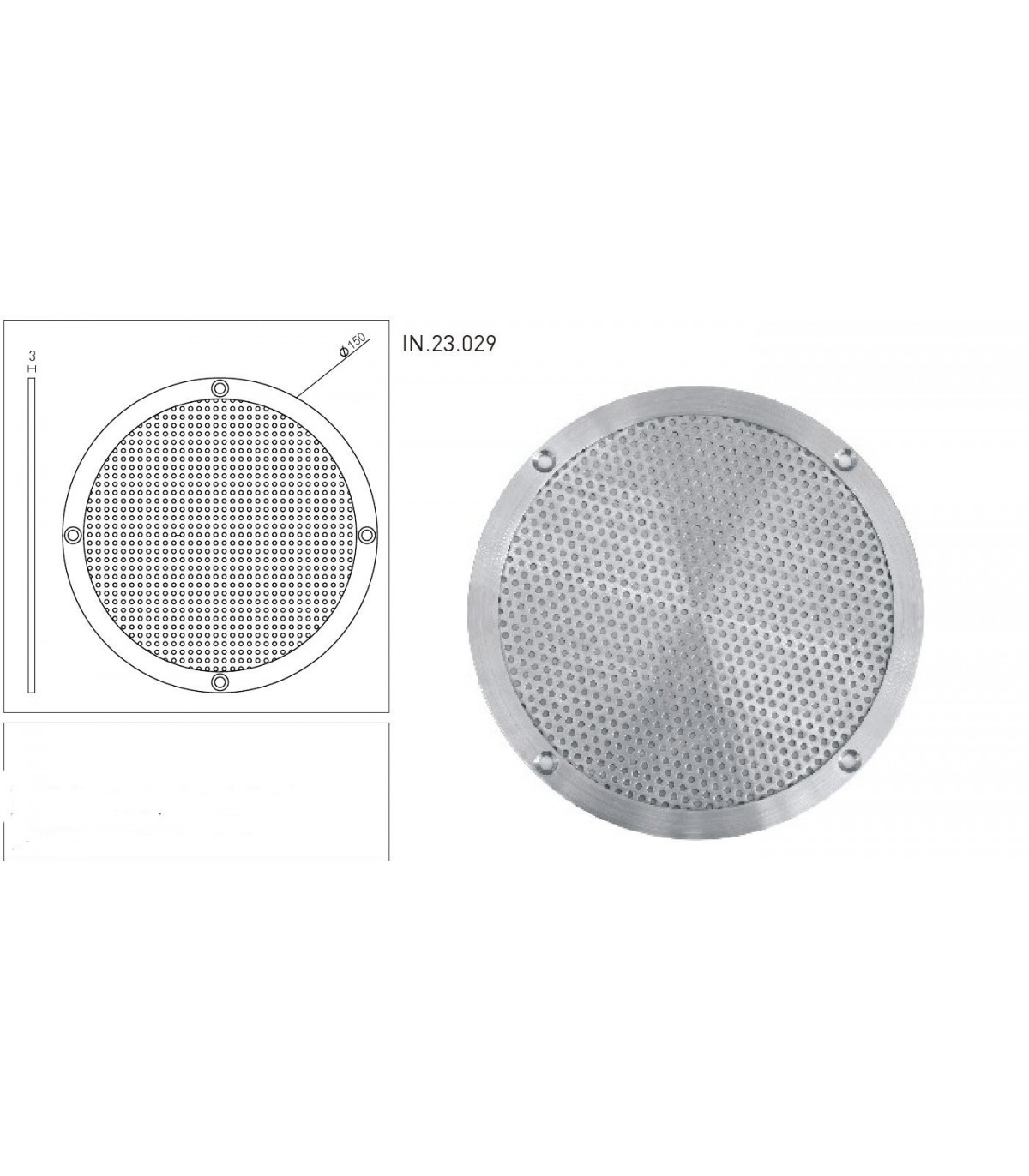 La Ventilazione GINTU125R Grille de ventilation inox 430 ronde