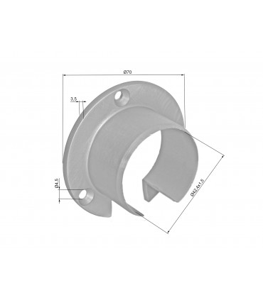 Embase 70 mm à visser pour tube fond de gorge