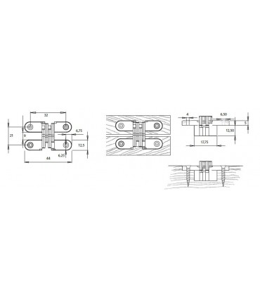 Charnière invisible série Vici 44 X 13mm