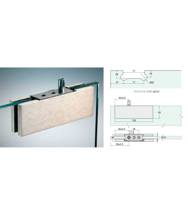 Pentures hautes et basses pour porte sécurit en verre