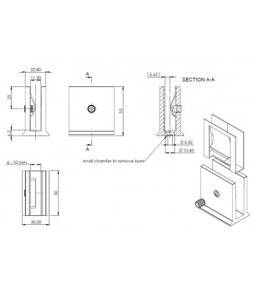 Pince Kos pour verre sans encoche d'épaisseur 6 à 10mm