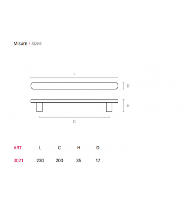 Poignée série 3021 entraxe 200 pour porte en verre ou bois