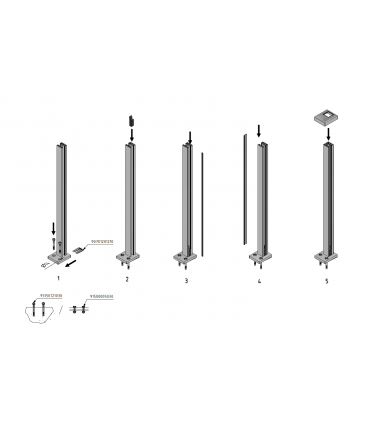 Poteau fermé en haut GUARDIAN pour garde-corps en verre