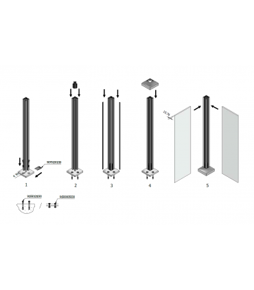 Poteau fermé en haut GUARDIAN pour garde-corps en verre