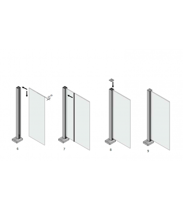 Poteau fermé en haut GUARDIAN pour garde-corps en verre