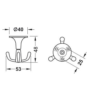 Patère rotative trois crochets en zamak noir