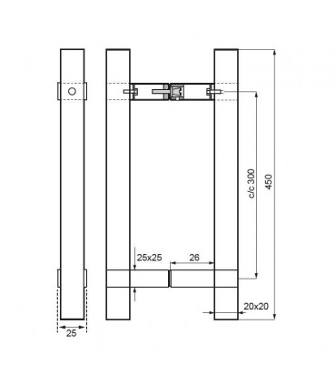 Poignée barre bois carré pour porte de sauna