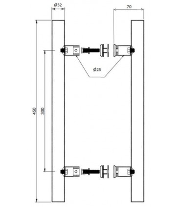 Poignée bâton bois et inox pour porte de sauna en verre