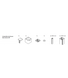 Composition du kit pour 2 verres à 90° Composition du kit pour 2 verres à 90°