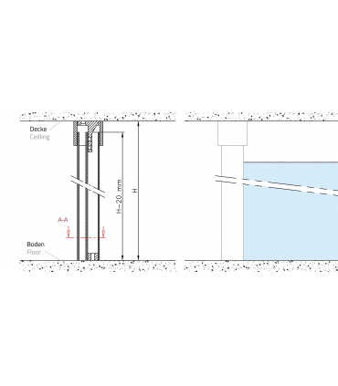 Poteau raidisseur sol / plafond pour douche à l'italienne en verre