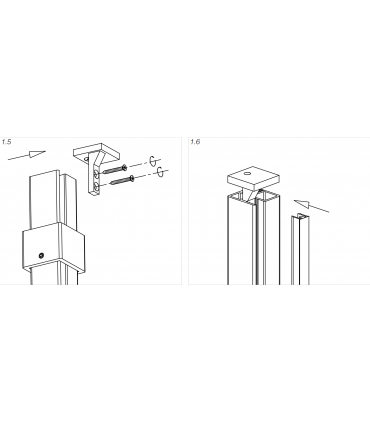 Poteau raidisseur sol / plafond pour douche à l'italienne en verre