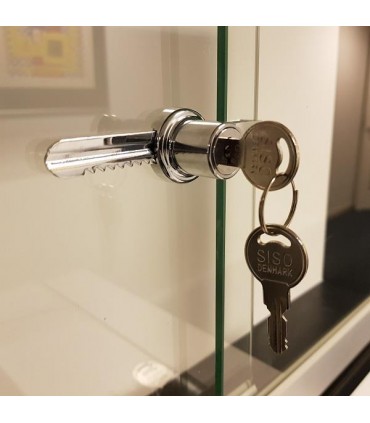 Serrure à crémaillère pour porte de vitrine en verre