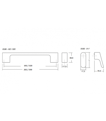 Poignée métal série Luv 0536 par Viefe