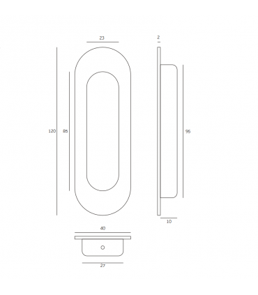 Poignée cuvette inox forme arrondie