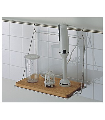 Etagère bois sur barre porte ustensile 400X250