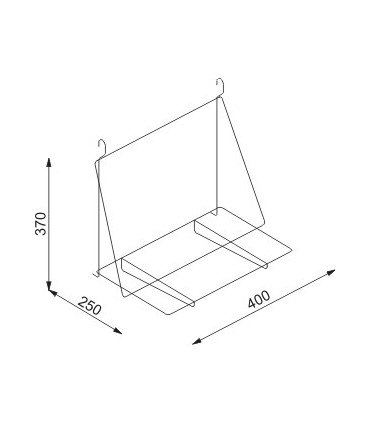Etagère bois sur barre porte ustensile 400X250 technique