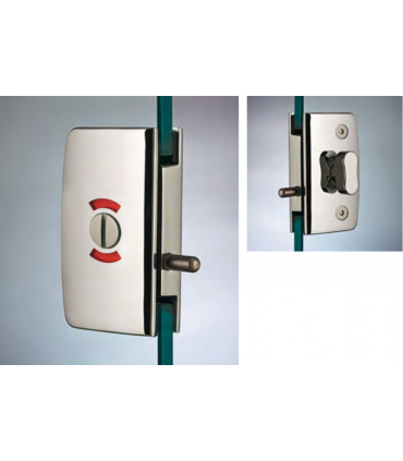 Serrure à bouton avec voyant libre / occupé pour porte en verre
