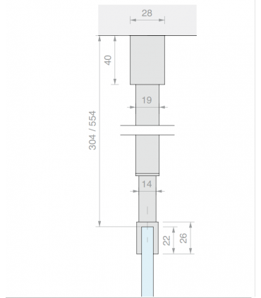 Barre de stabilisation raidisseur télescopique plafond pour pare-douche en verre