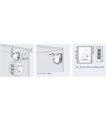 Paire de Charnière d'abattant avec fixation frontale