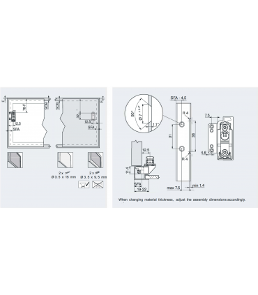Paire de Charnière d'abattant avec fixation frontale