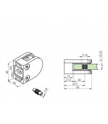 Pince à verre à talon plat - modèle 20 - Inox aisi 304