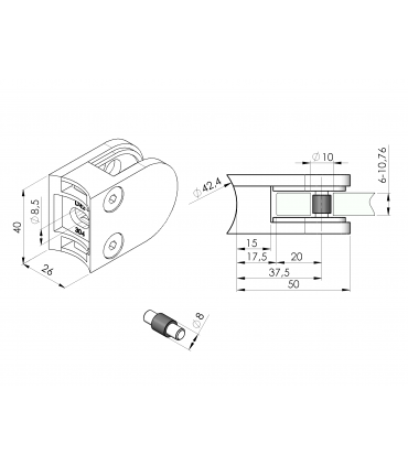 Pince a verre pour tube - modèle 20 - inox aisi 304