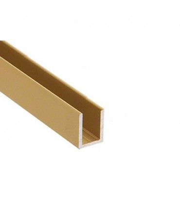 Profil aluminium doré satiné en U pour verre de 10mm
