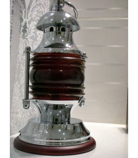 Lampe de table série Nautic chromé verre rouge