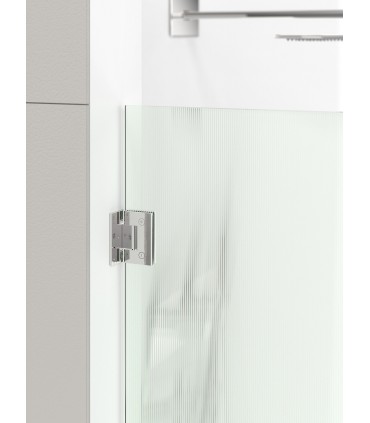 Charnière déportée pour porte de douche en verre