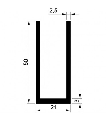 Profil aluminium de 50 x 21 x 50 mm