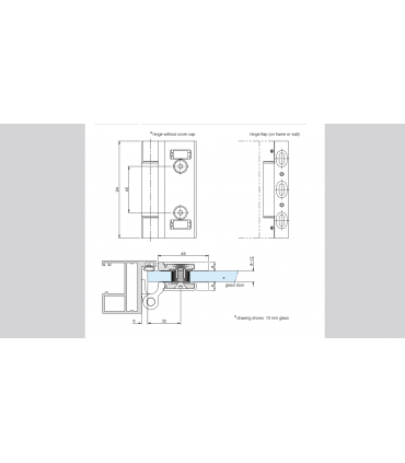 Charnière de porte en verre, ajustable Wilma