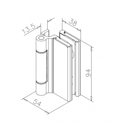 Charnière de porte en verre, ajustable Wilma
