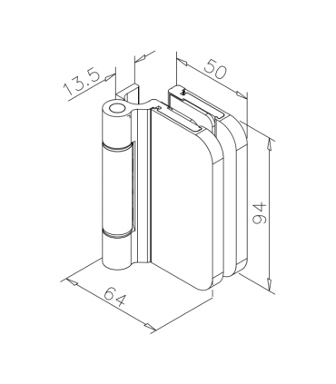 Charnière de porte en verre, ajustable Wilma