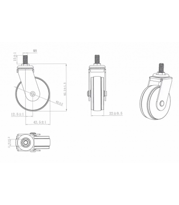 Roulette en Bois Hadrian diamètre 62 mm