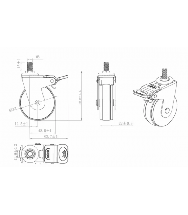 Roulette en Bois Hadrian diamètre 62 mm