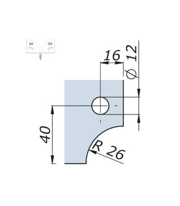 Set de deux charnières verticales pour porte de vitrine en verre