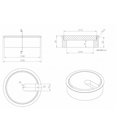 Passe câble œillet en bois massif diamètre 80 mm