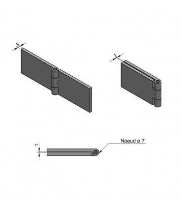 Charnière à coller verre sur verre