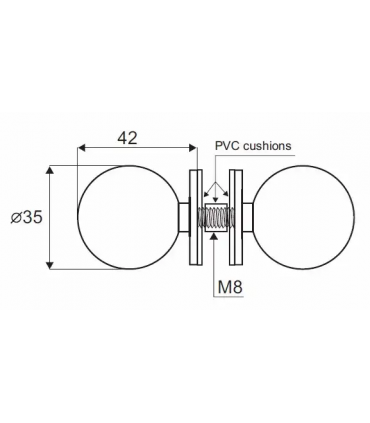 Paire de poignée bouton rond pour porte en verre