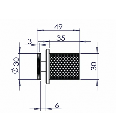 Poignée bouton avec moletage série Turin pour porte en verre