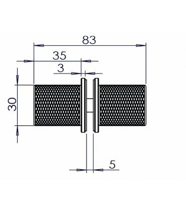Poignée bouton avec moletage série Turin pour porte en verre
